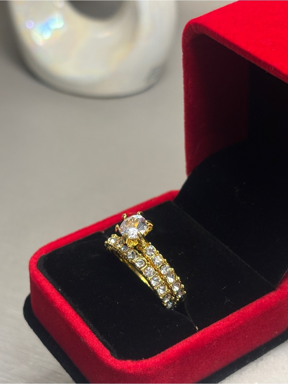 ⚜️⚜️Gold Crystal Bridal Ring Set - Women Jewelry